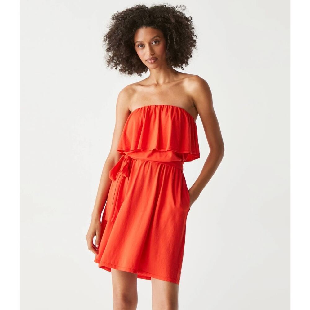 Michael Stars Beverly Strapless Mini Dress Pomodoro NWT XL USA Made